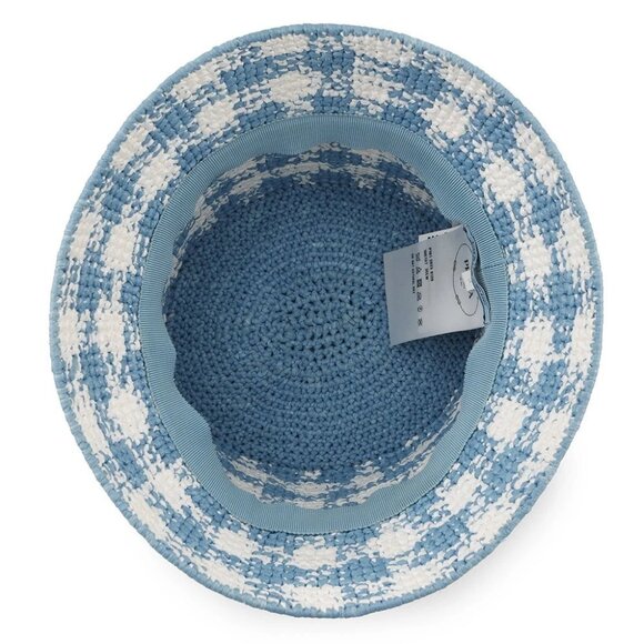 PRADA Crochet bucket hat Size S Viscose Rayon 100% White/Light Blue - Picture 3 of 14